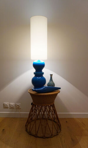 Lampe en céramique bleu 1960