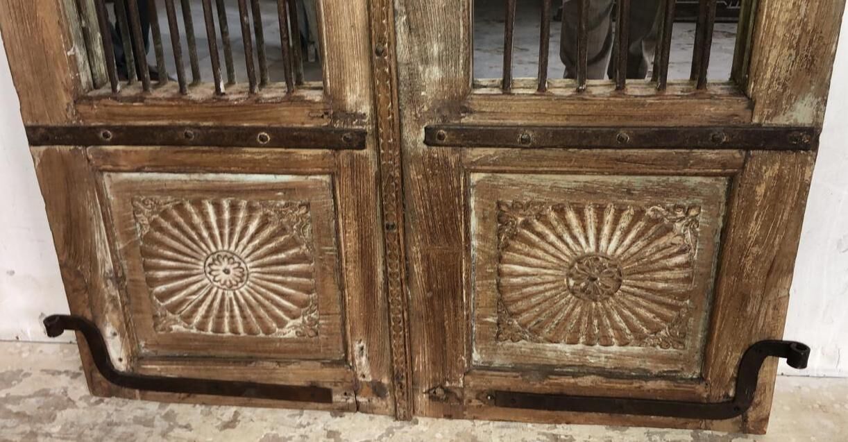 Old chiseled teak door