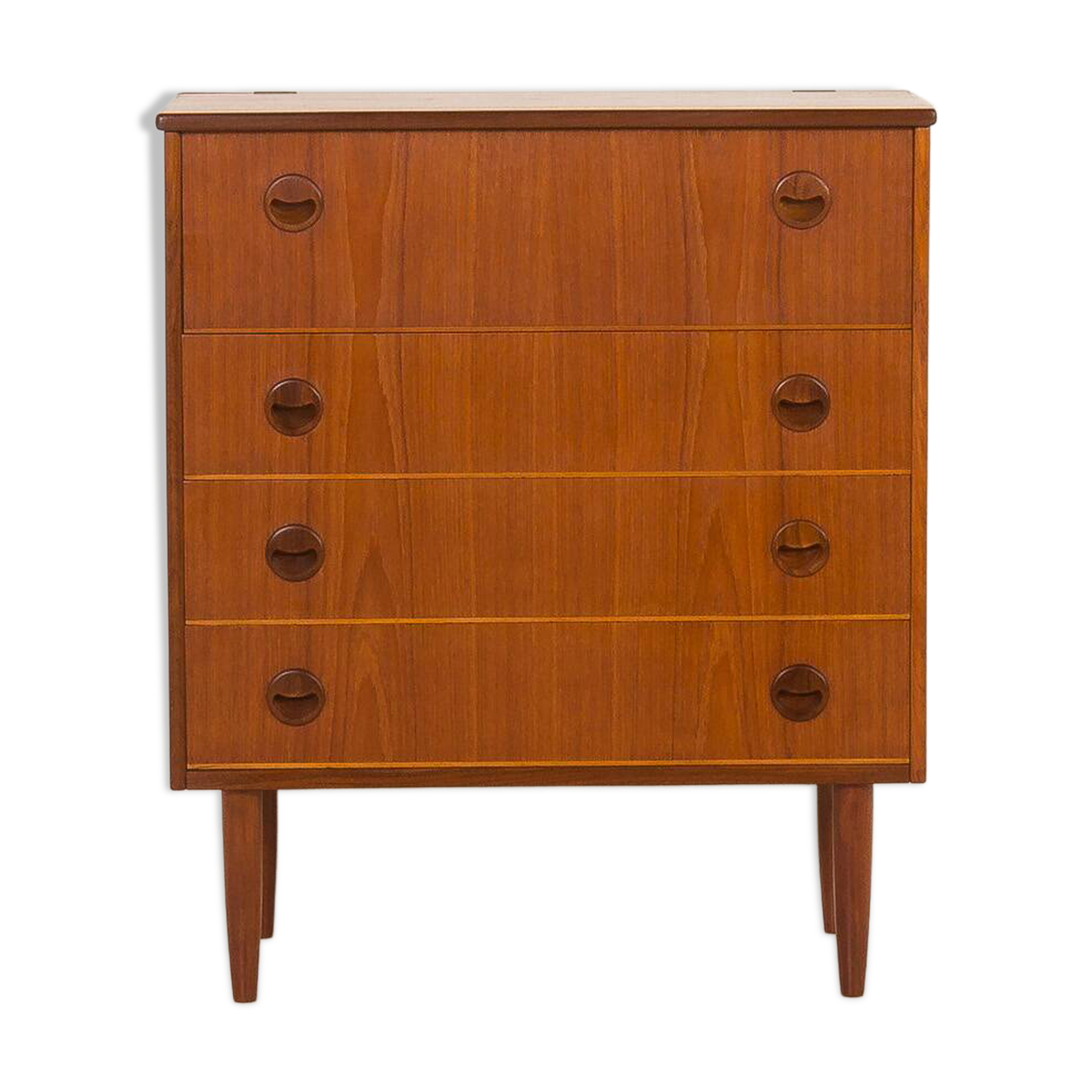 Danish mid century teak chest of drawers with hidden vanity, 1960s