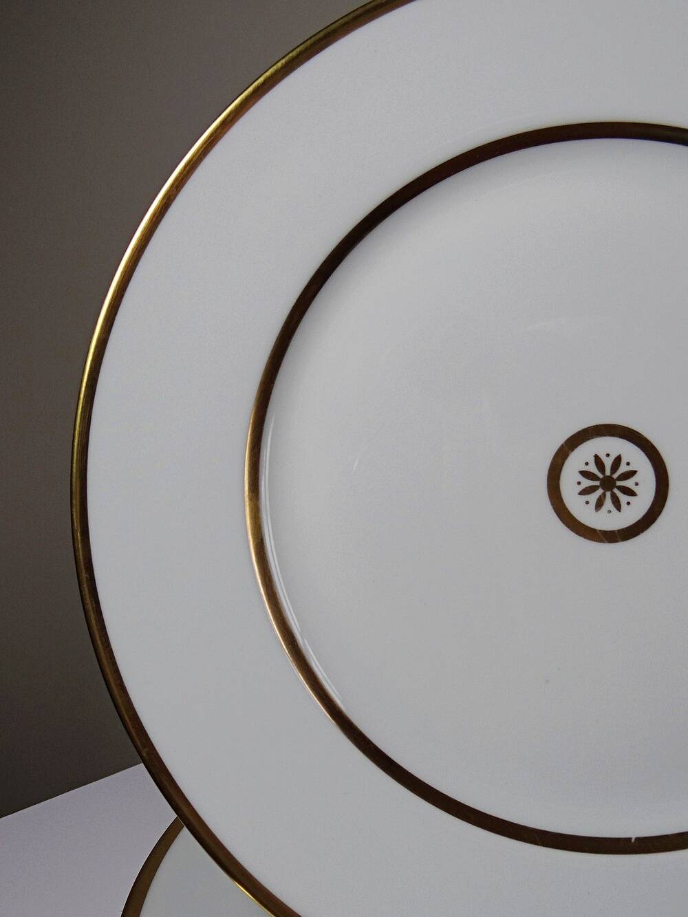 3 flat plates in porcelain Bernardaud Limoges model Sparte vintage