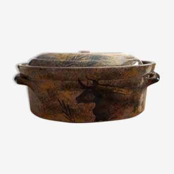 Enamelled sandstone dish by "Lascaux"