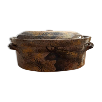 Enamelled sandstone dish by "Lascaux"