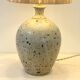 XXL Vintage Lamp Base in Beige Grey Stoneware with Raffia Lampshade 1970