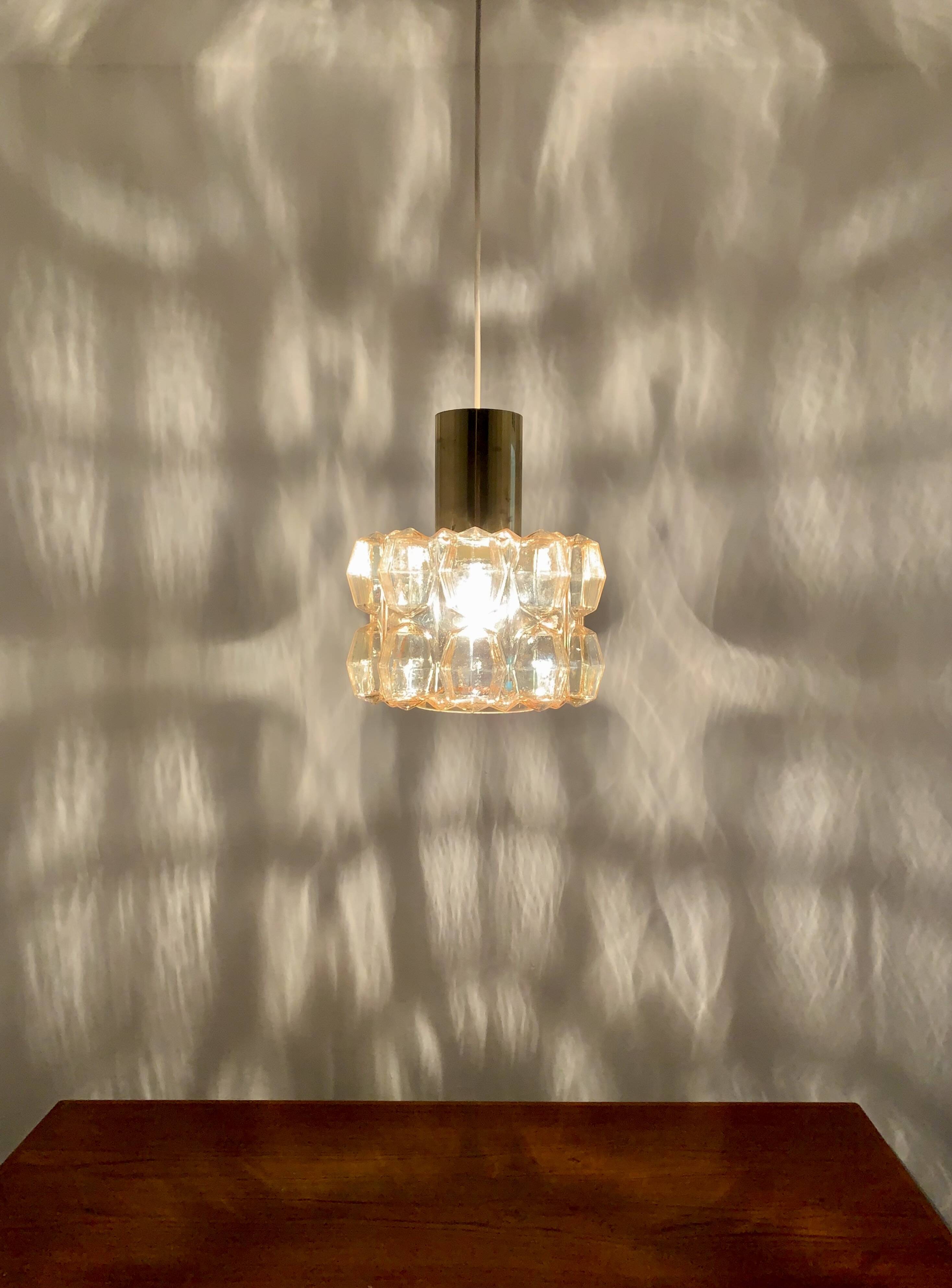 Amber Bubble Glass Pendant Lamp by Helena Tynell for Glashütte Limburg