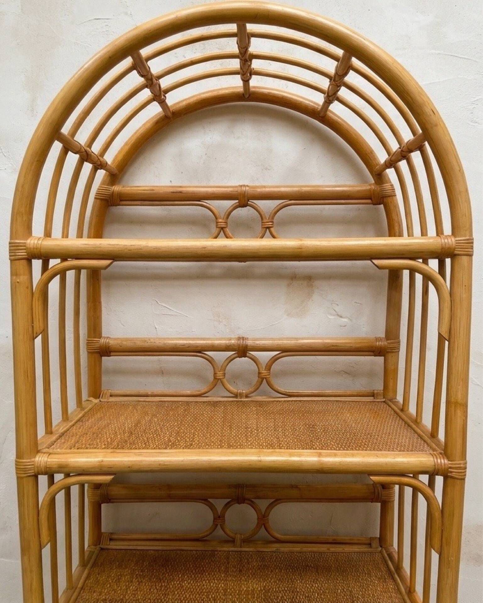 Large vintage rattan shelf