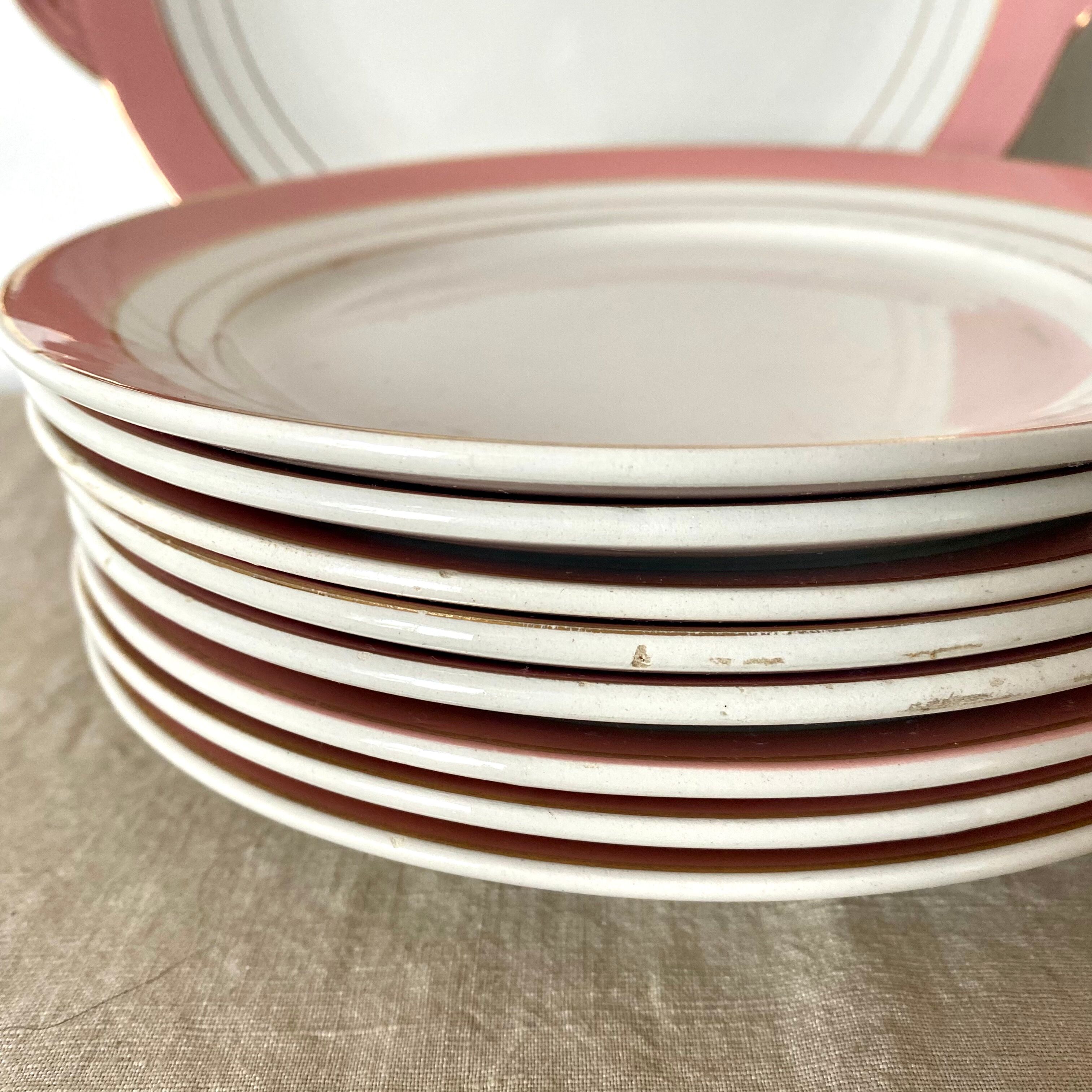 Dessert service plates and dish in Luneville porcelain