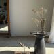 Vase soliflore vintage en métal gris à pied évasé H17 D6