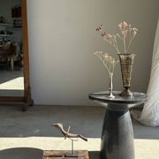 Vase soliflore vintage en métal gris à pied évasé H17 D6