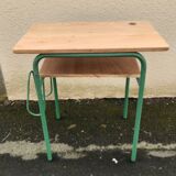 Vintage green school desk from the 1960s-1970s.