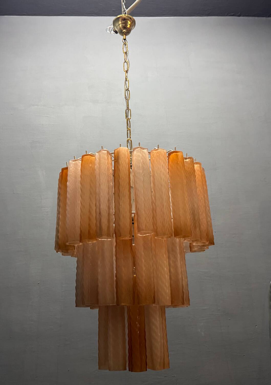 Murano Glass Tube Chandelier, Italy, 1970s