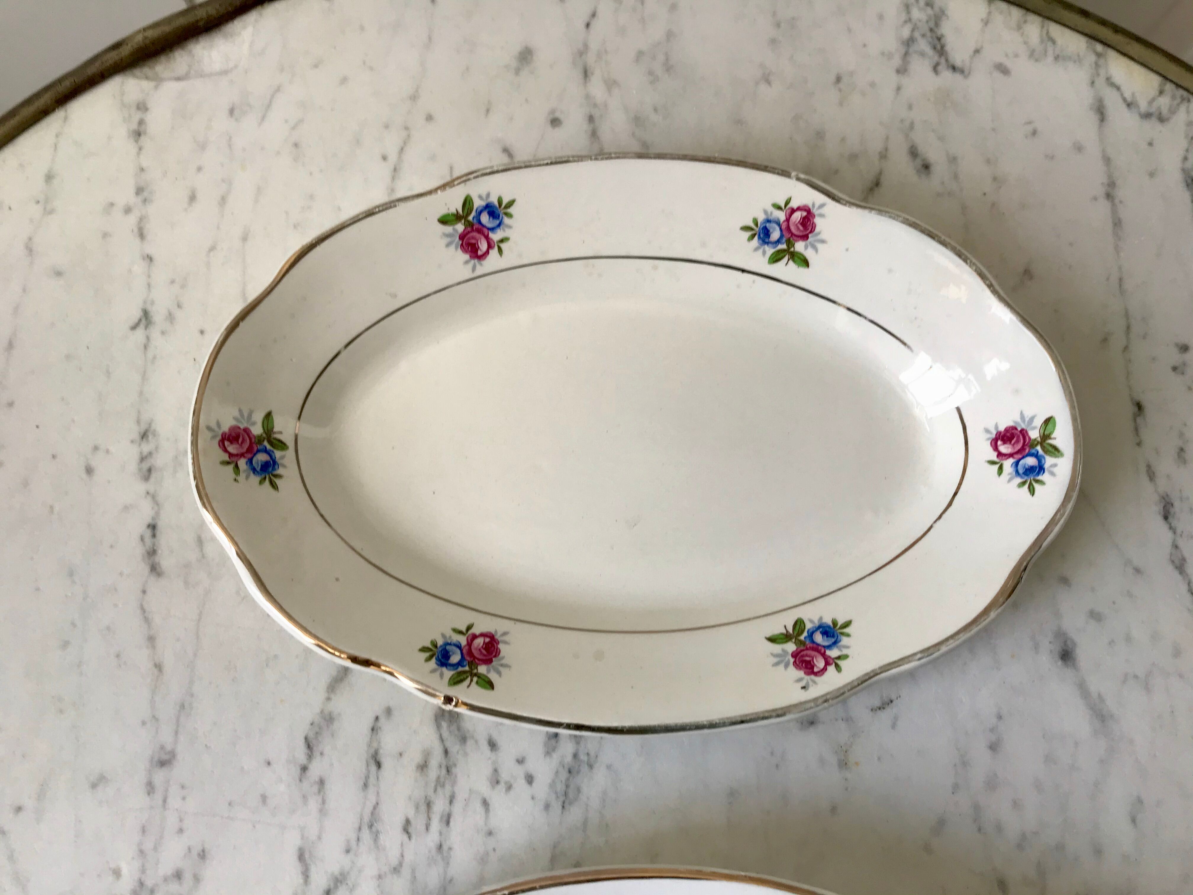 Duo of raviers digoin sarreguemines small flowers 50s