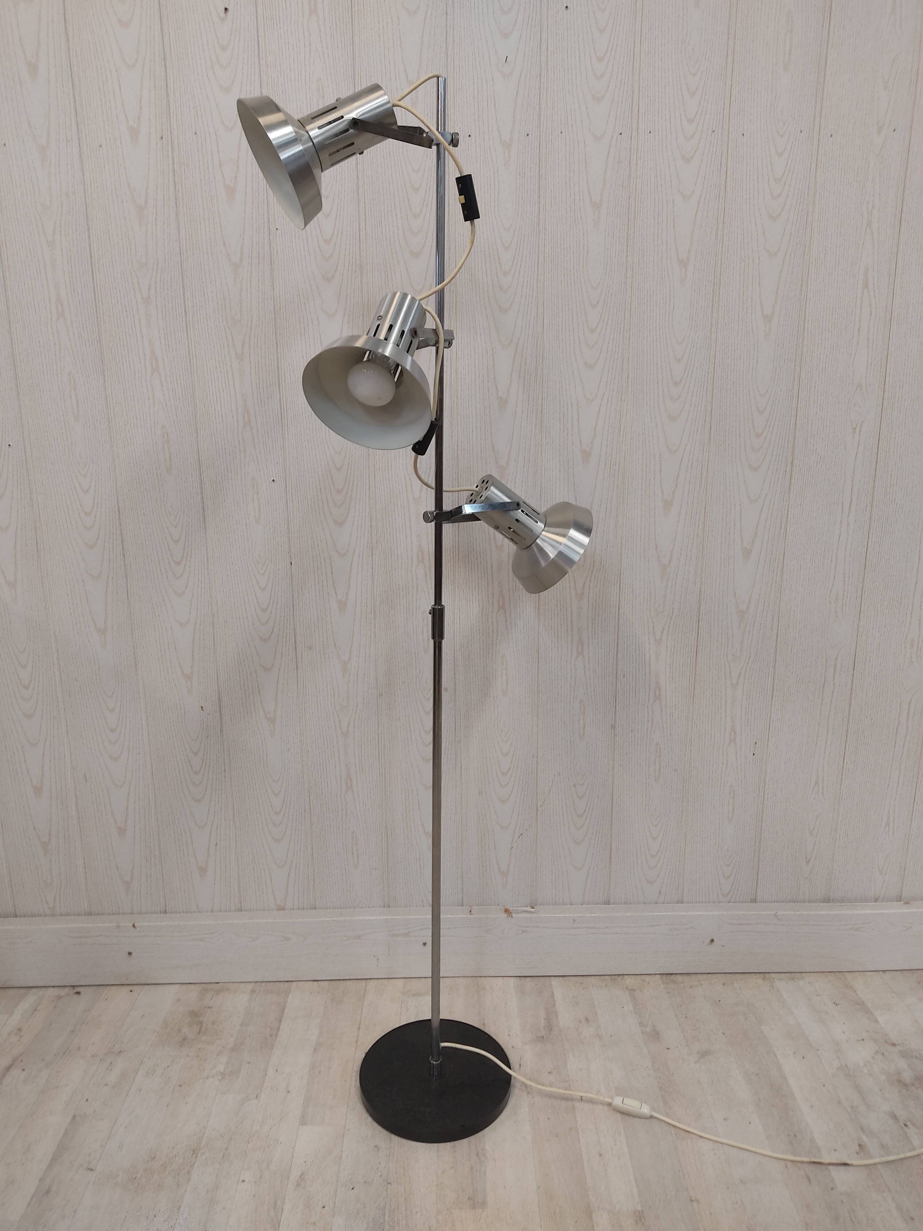 Floor lamp 3 spots vintage 70s chrome