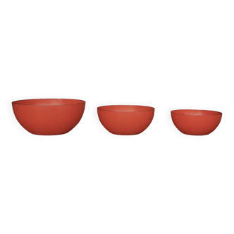 Finnish Enamel Bowls by Kaj Franck for Finel, 1950s. Set of 3