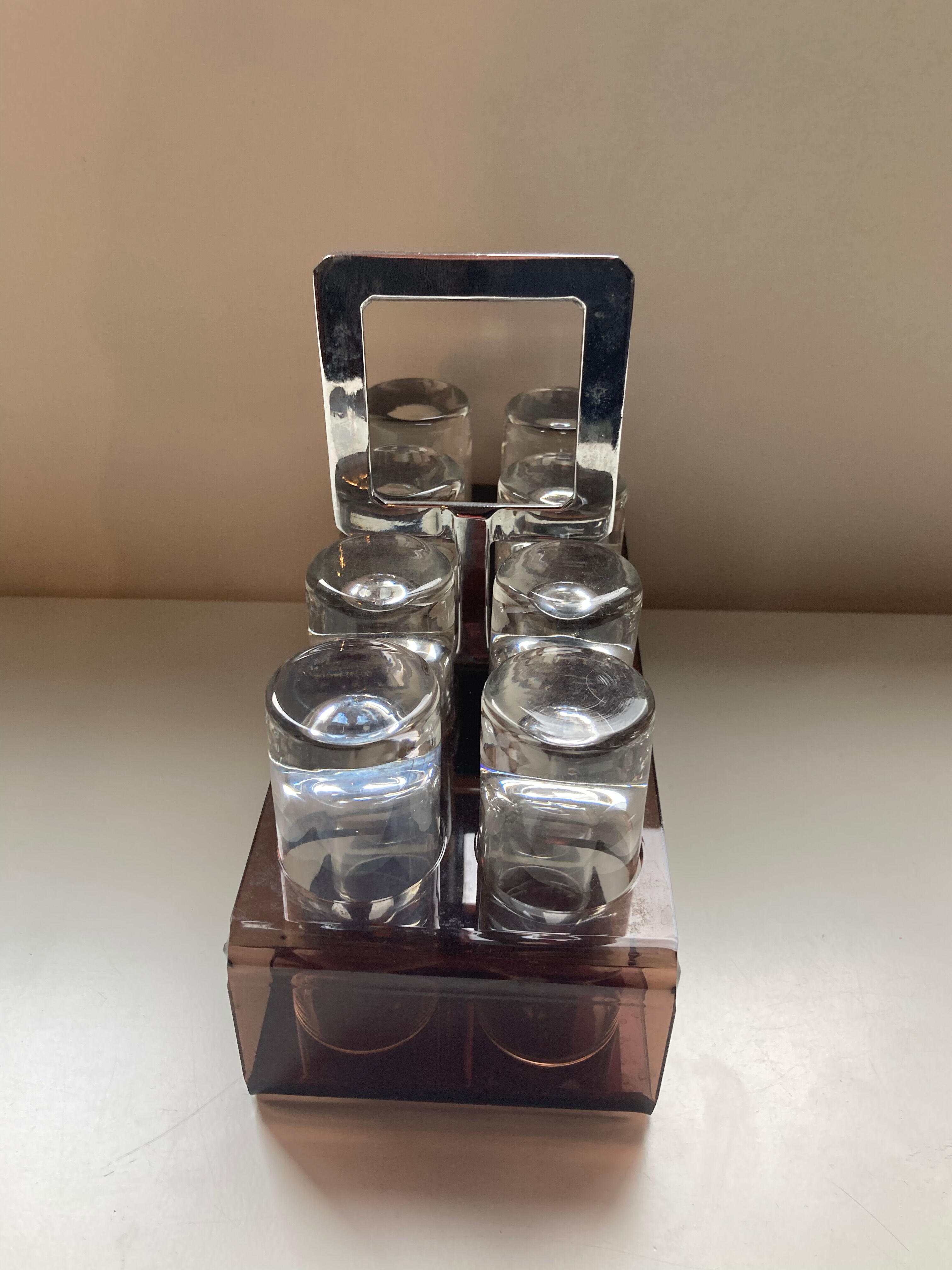 Old vodka alcohol aperitif shot service from the 70s