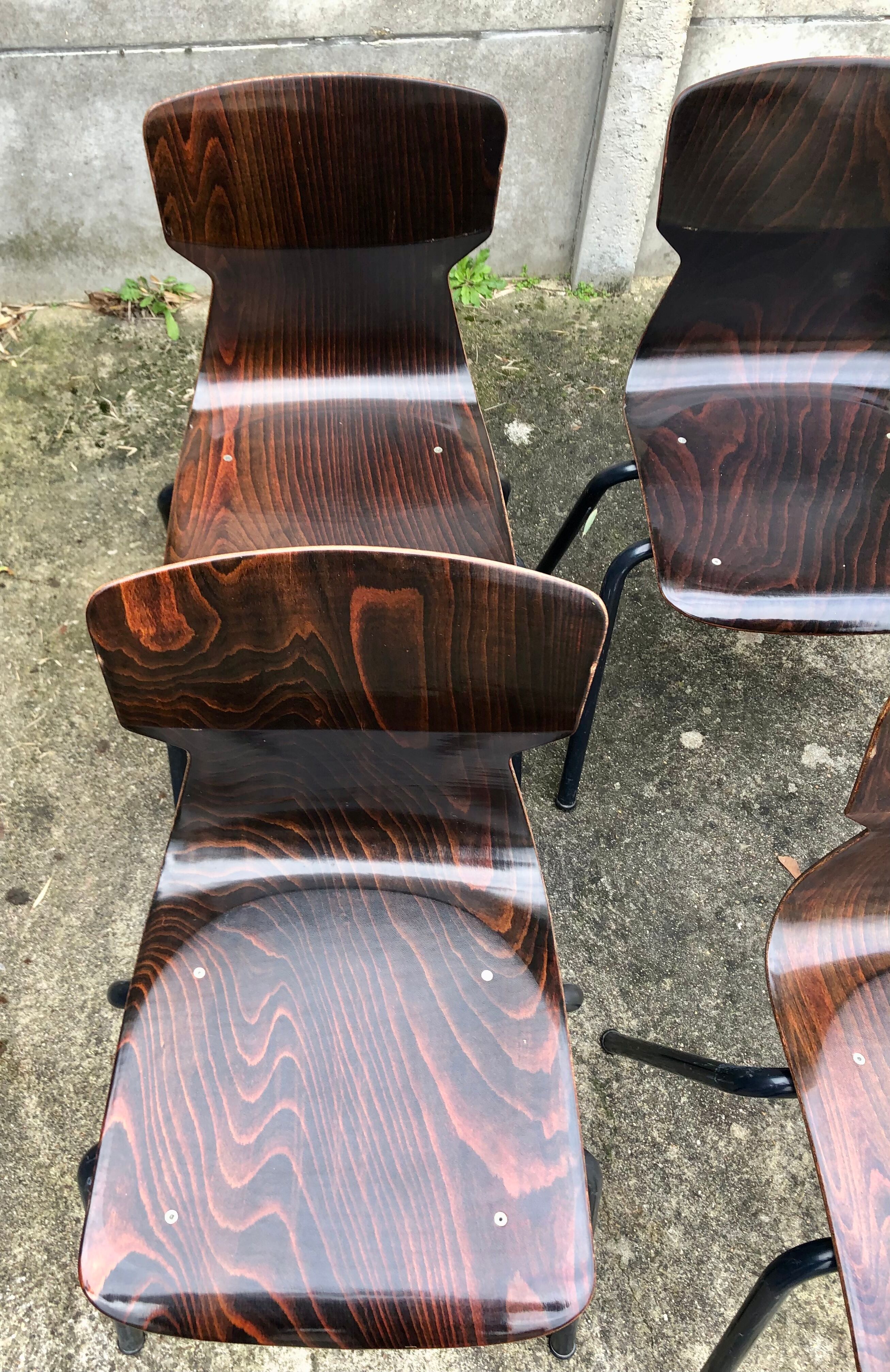 Lot de 6 chaises vintage Eromes E5