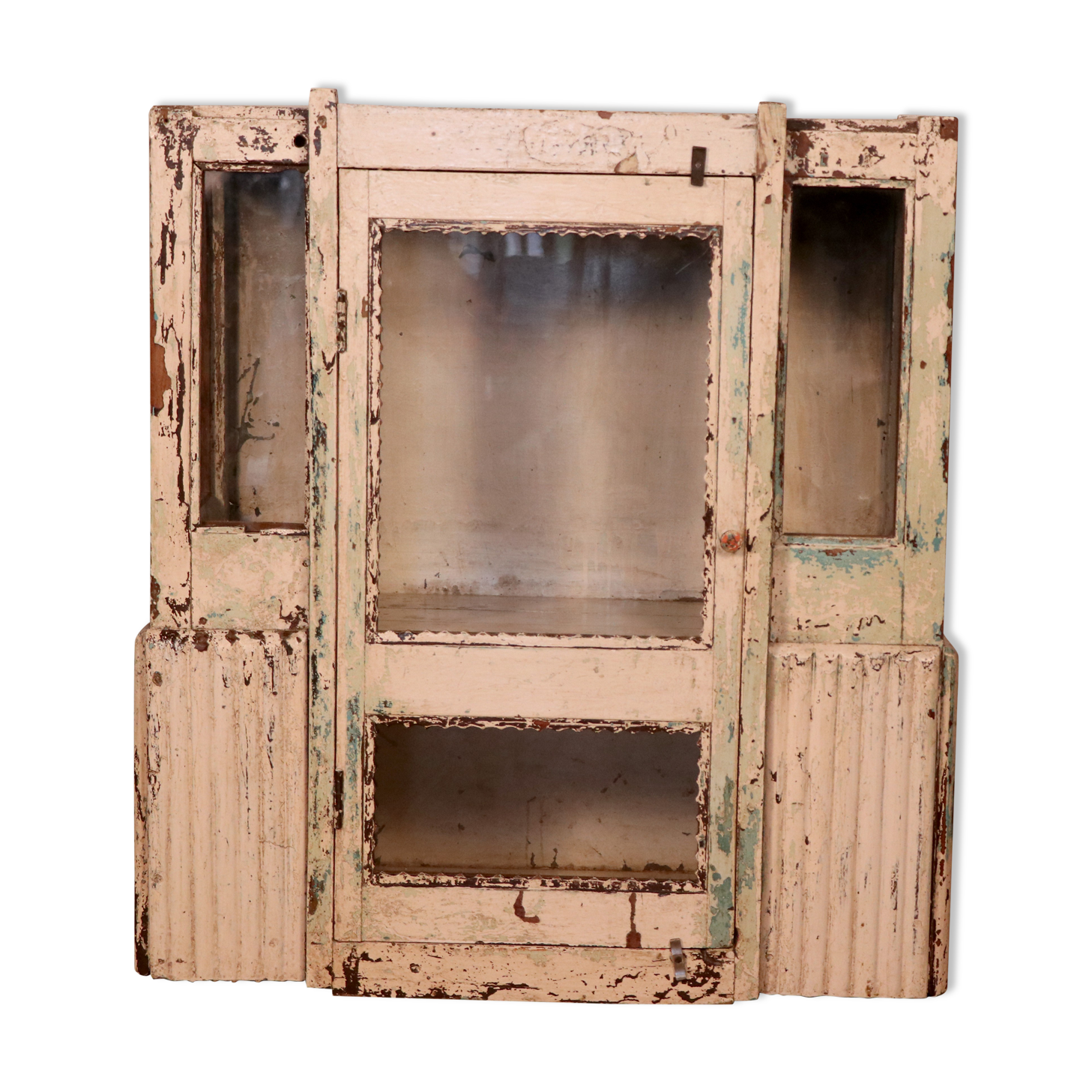 Former art deco cabinet in original burmese teak ecru patina
