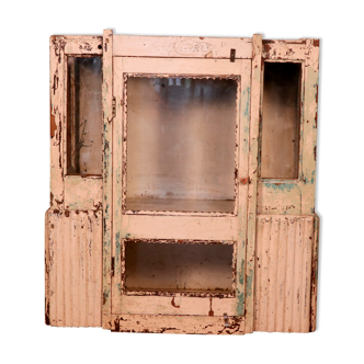 Former art deco cabinet in original burmese teak ecru patina