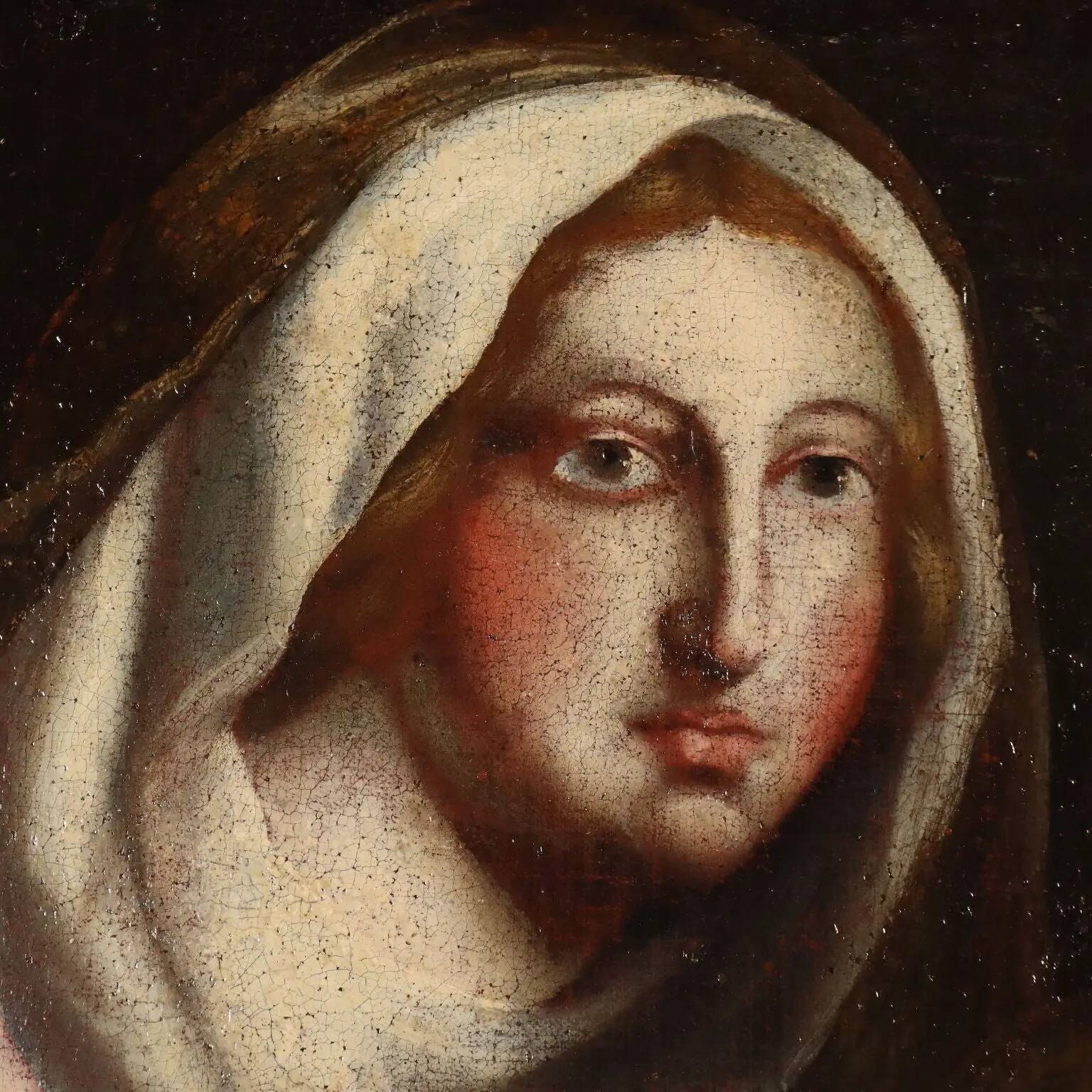 Ancient painting of the Virgin and Child, oil on canvas, 18th century.