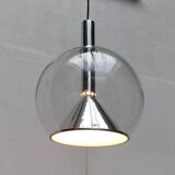 Suspended globe lamp in glass from the German space age by Erco.