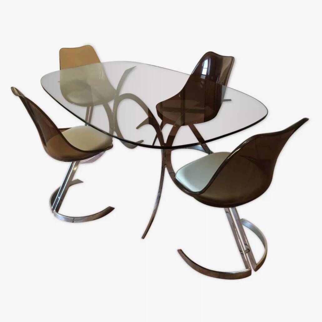 Euro Steel Furniture table and 4 chairs set 1970