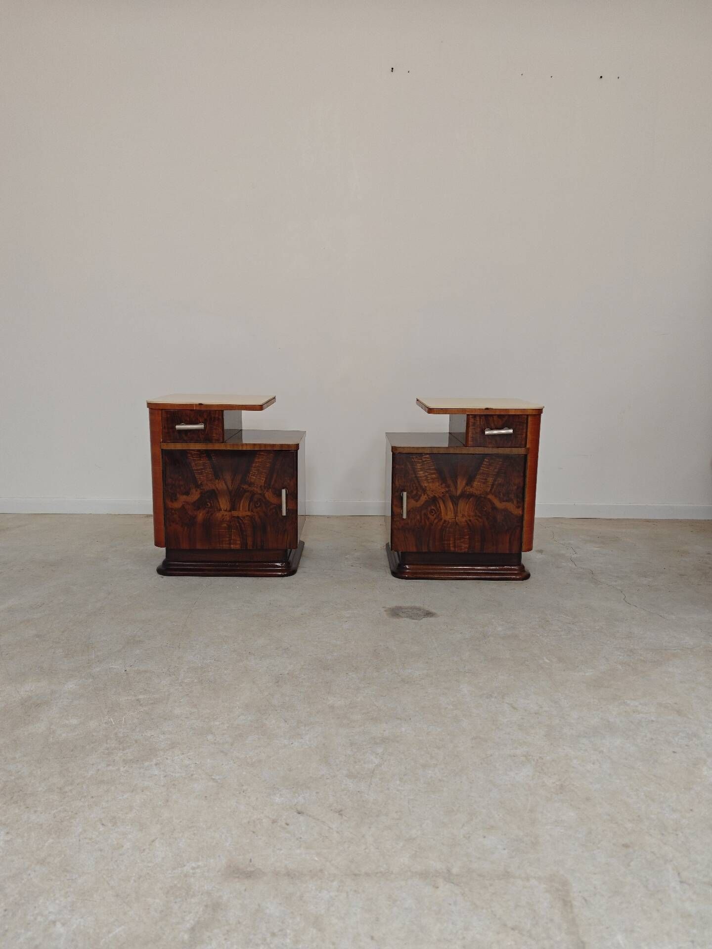 Pair of bedside tables by Jindrich Halabala for Up Zavody art deco 1950