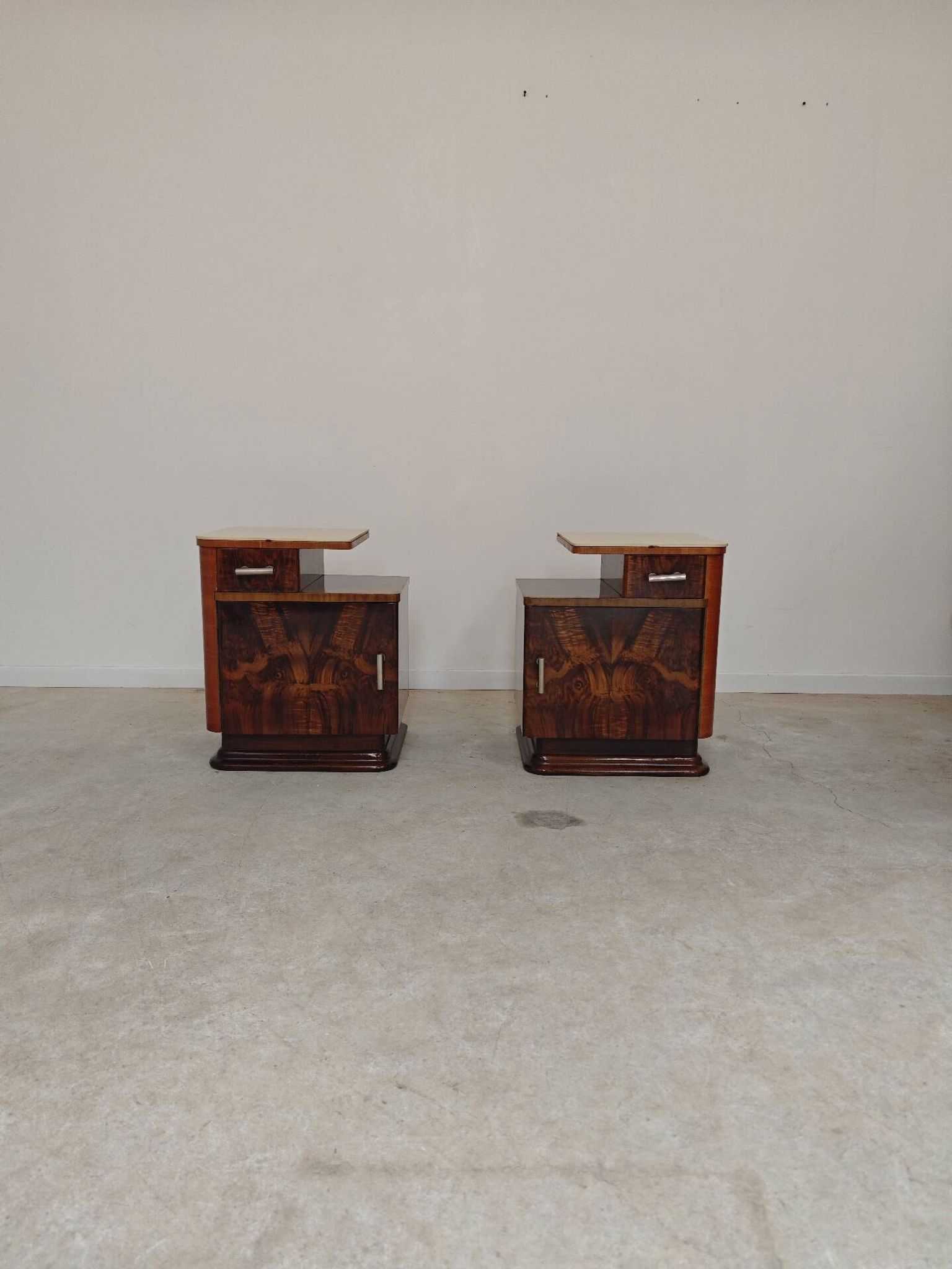 Pair of bedside tables by Jindrich Halabala for Up Zavody art deco 1950