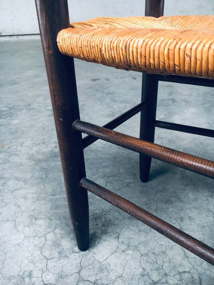 French Provincial Design Rush Dining Chairs, 1940s, Set of 8