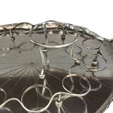 Silver-plated metal caviar service and 12 silver Minerva goblets, circa 1900