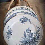Set 4 blue mismatched plates