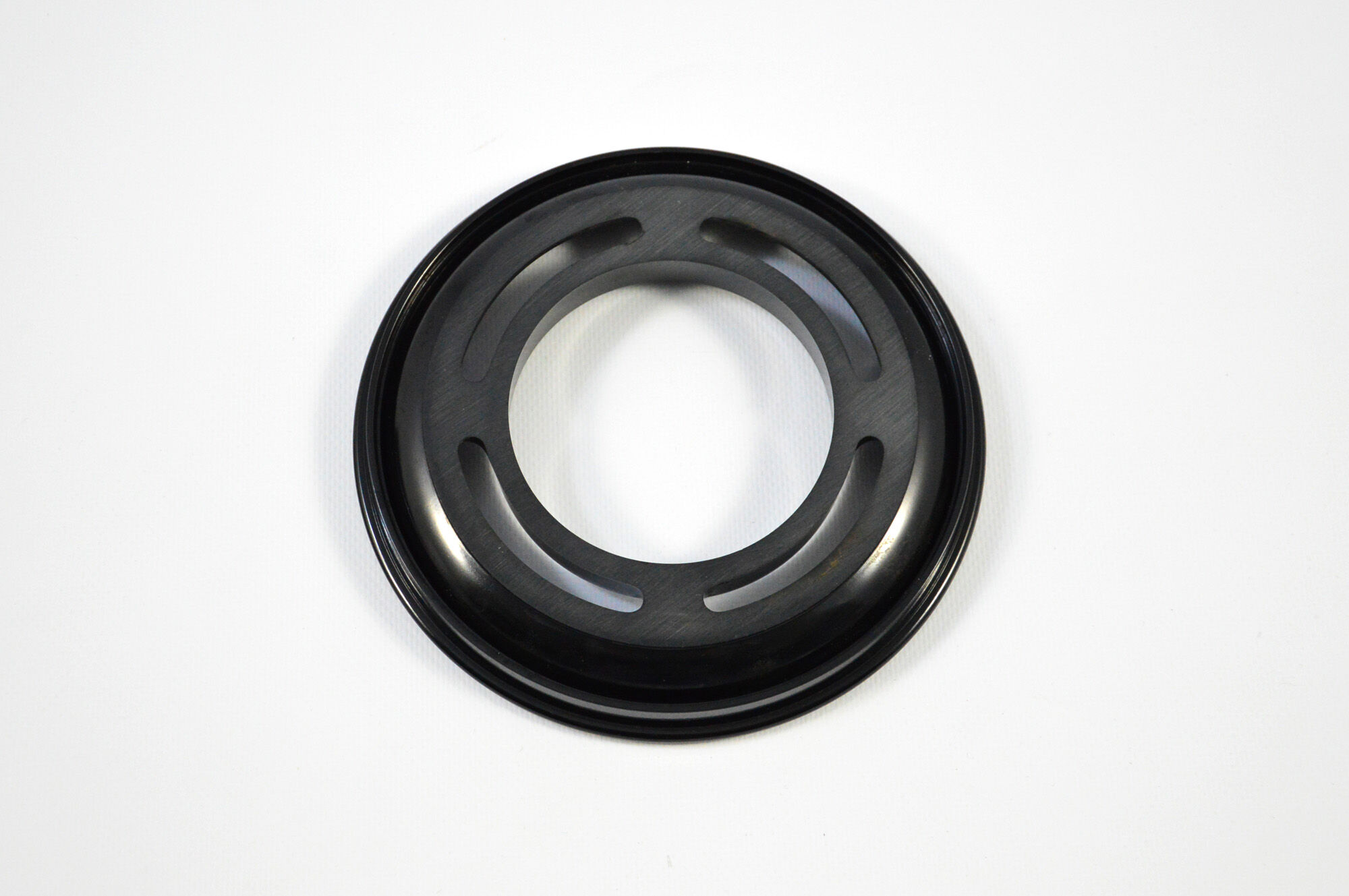 Lotus ashtray in black melamine by Enzo Mari for Danese, 1973