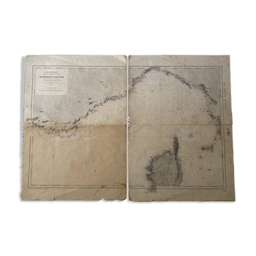 Old map Marseille - Corsica - Island of Elba 1888