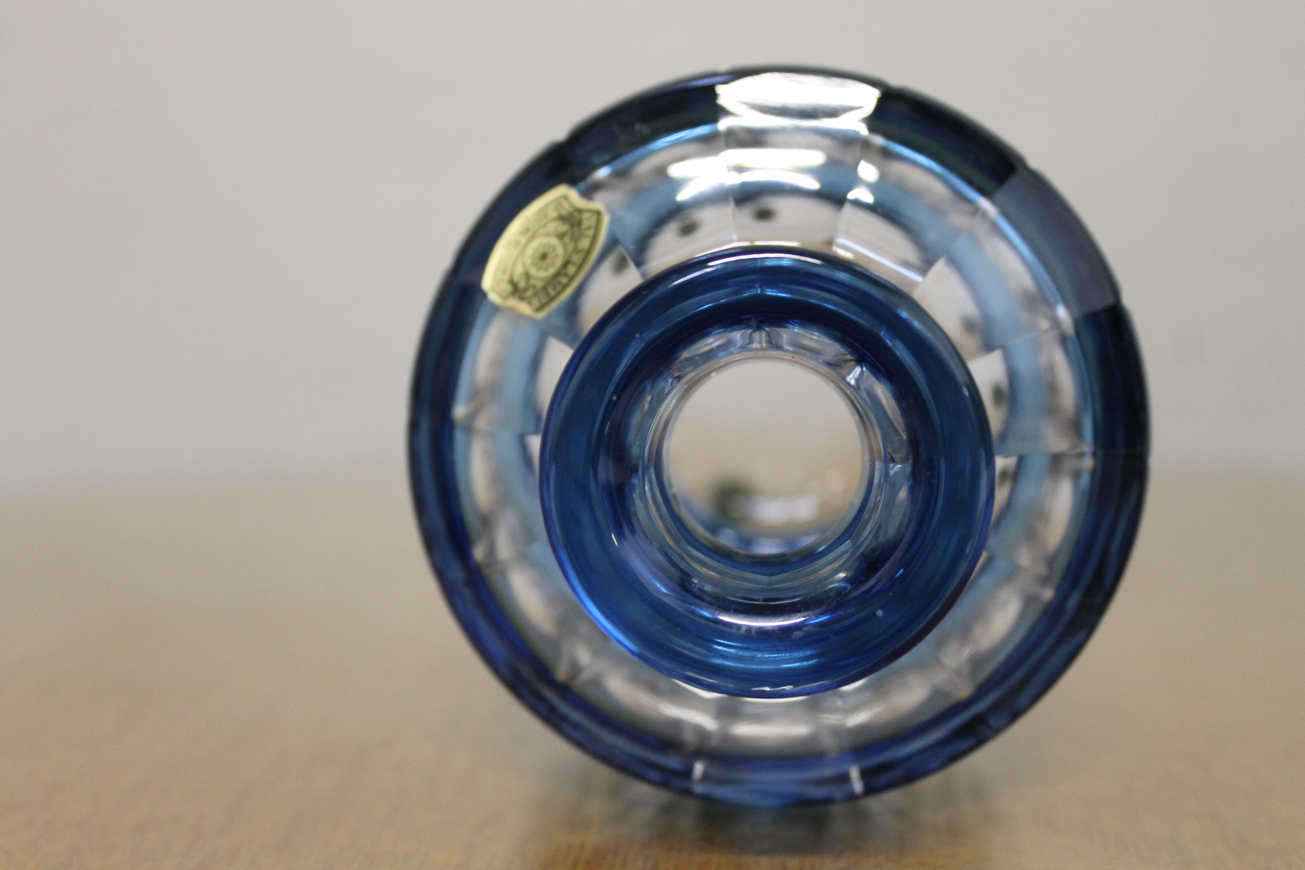 Val Saint-Lambert crystal blue flask