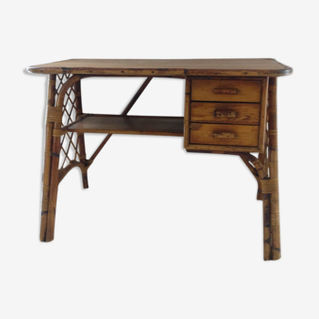 Bureau en rotin vintage