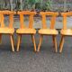 4 rounded Scandinavian dining chairs in solid pine from the 1980s.