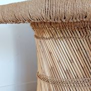 Vintage coffee table with woven rope in bamboo style Audoux Minet/1970s