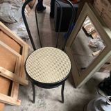 New black metal cane bistro chair