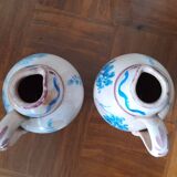 Ensemble de 2 petits pichets déco anciens émaillés peints