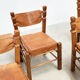 Ensemble de six chaises de salle à manger en cuir brutalistes