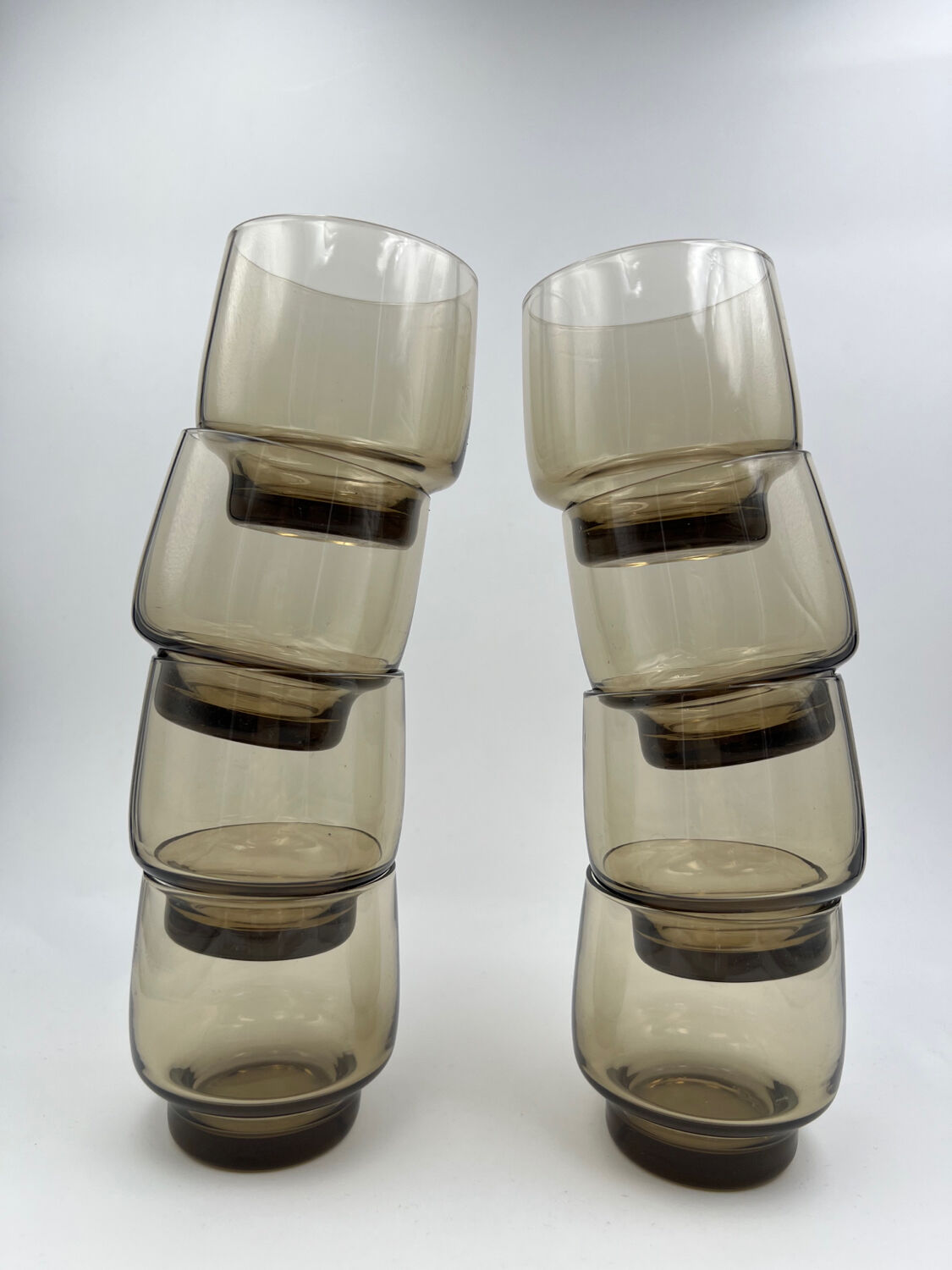 Eight smoked glass water glasses