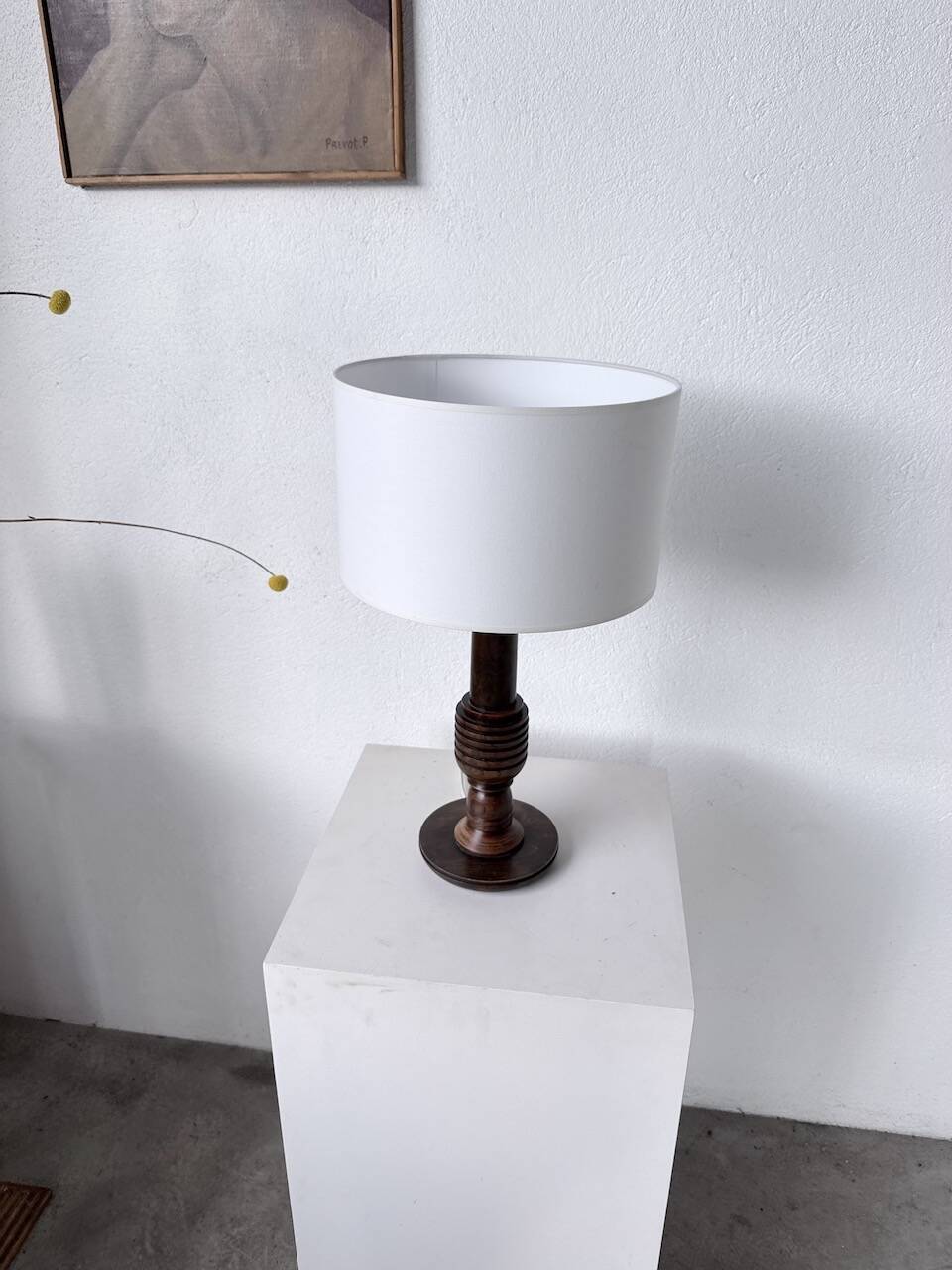 1940s Art Deco oak desk lamp