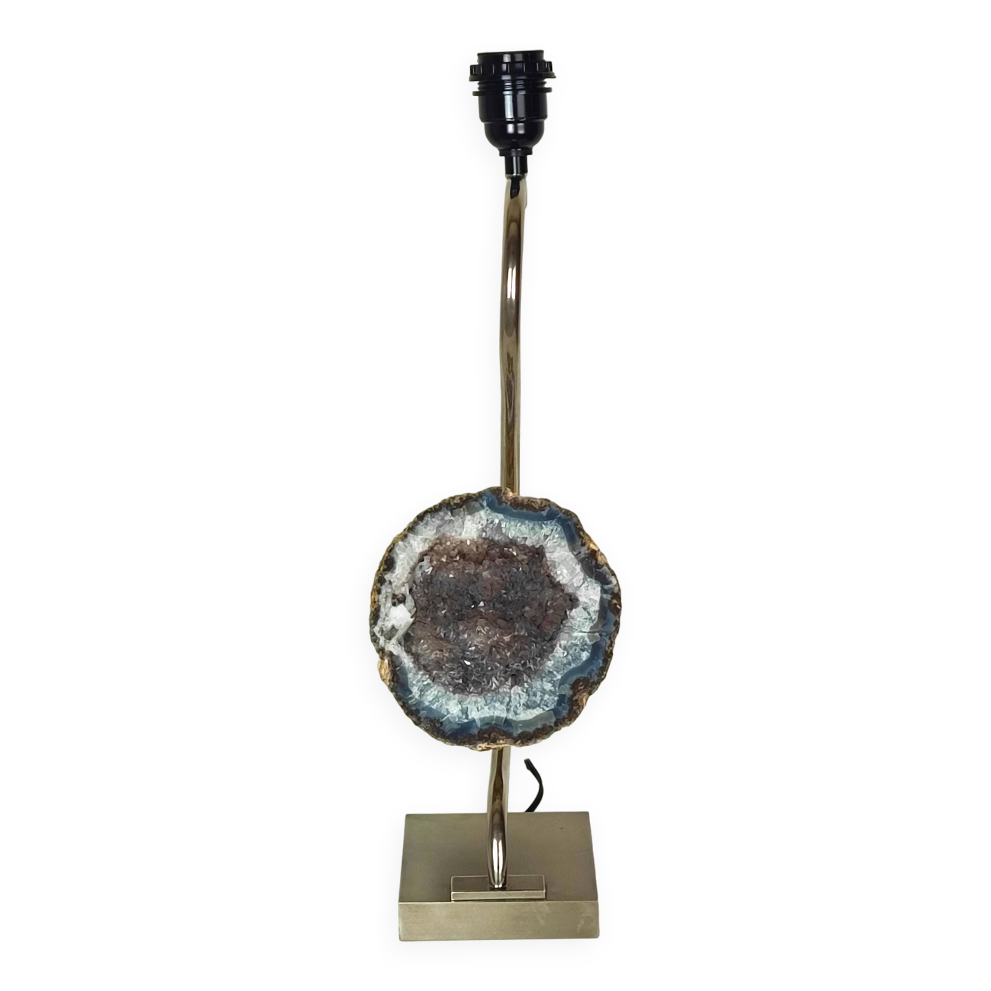 Pied de lampe chrome et améthyste du Brésil