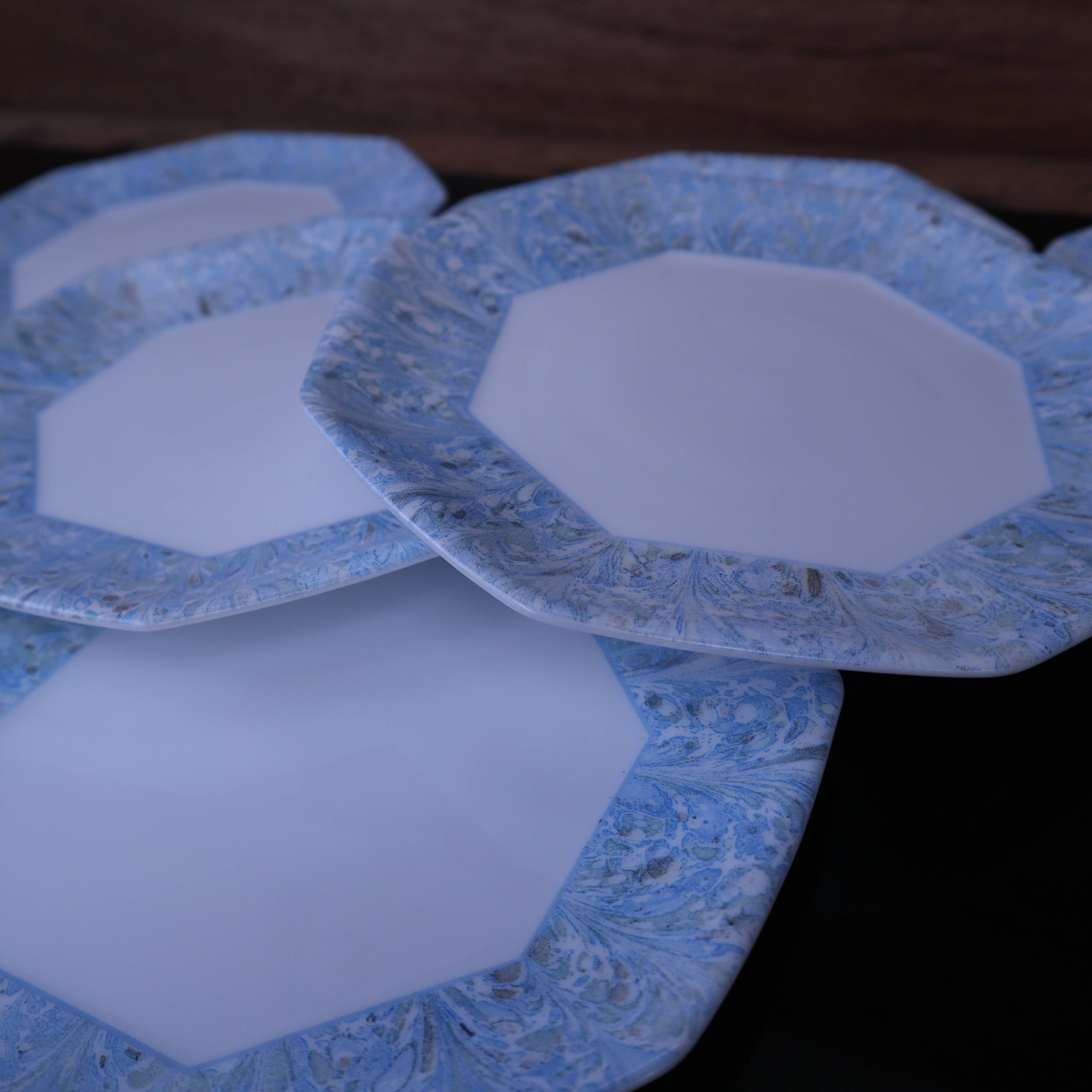 6 vintage octagonal dessert plates Arcopal