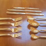 Midcentury modern gold tone flatware, 1970s