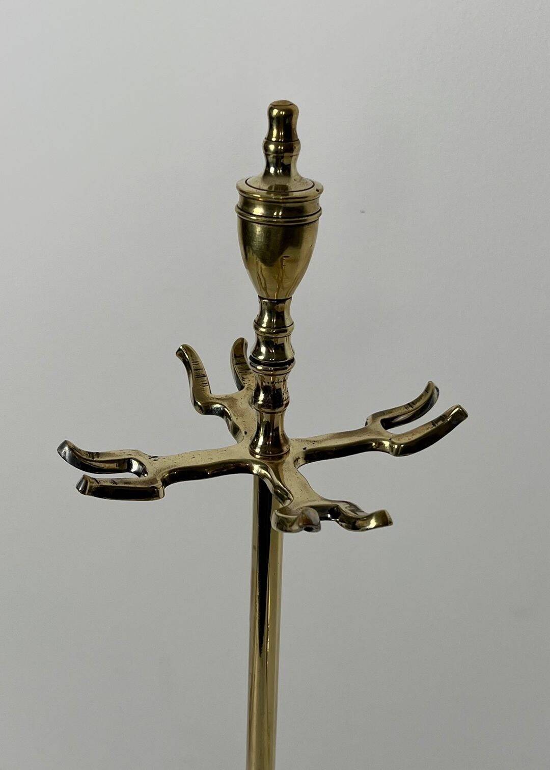 Neoclassical Polished Brass Fire Set with Ring Tools