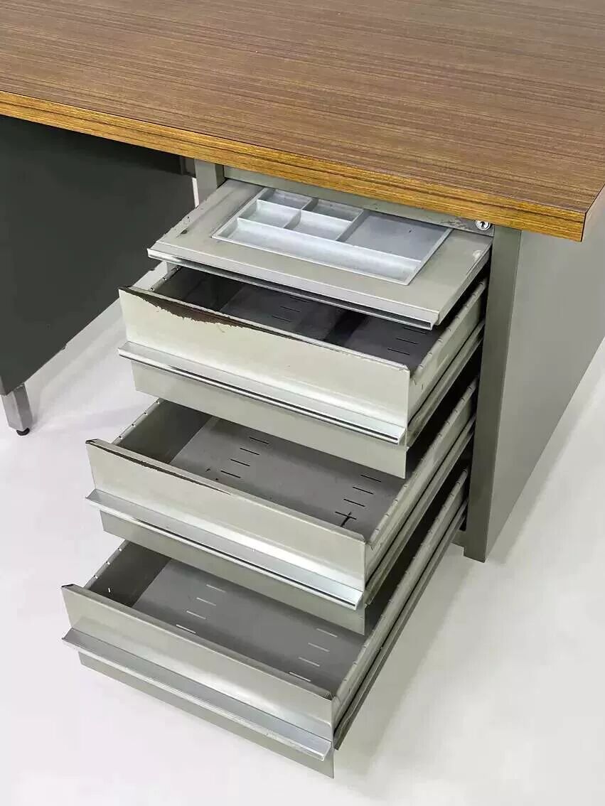 1950s industrial desk in metal and wood Remington Rand Fran