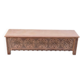 Banc coffre breton du 19ème siècle rénové en chêne massif 155cm