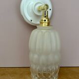 Vintage globe wall lamp in half frosted, half transparent glass