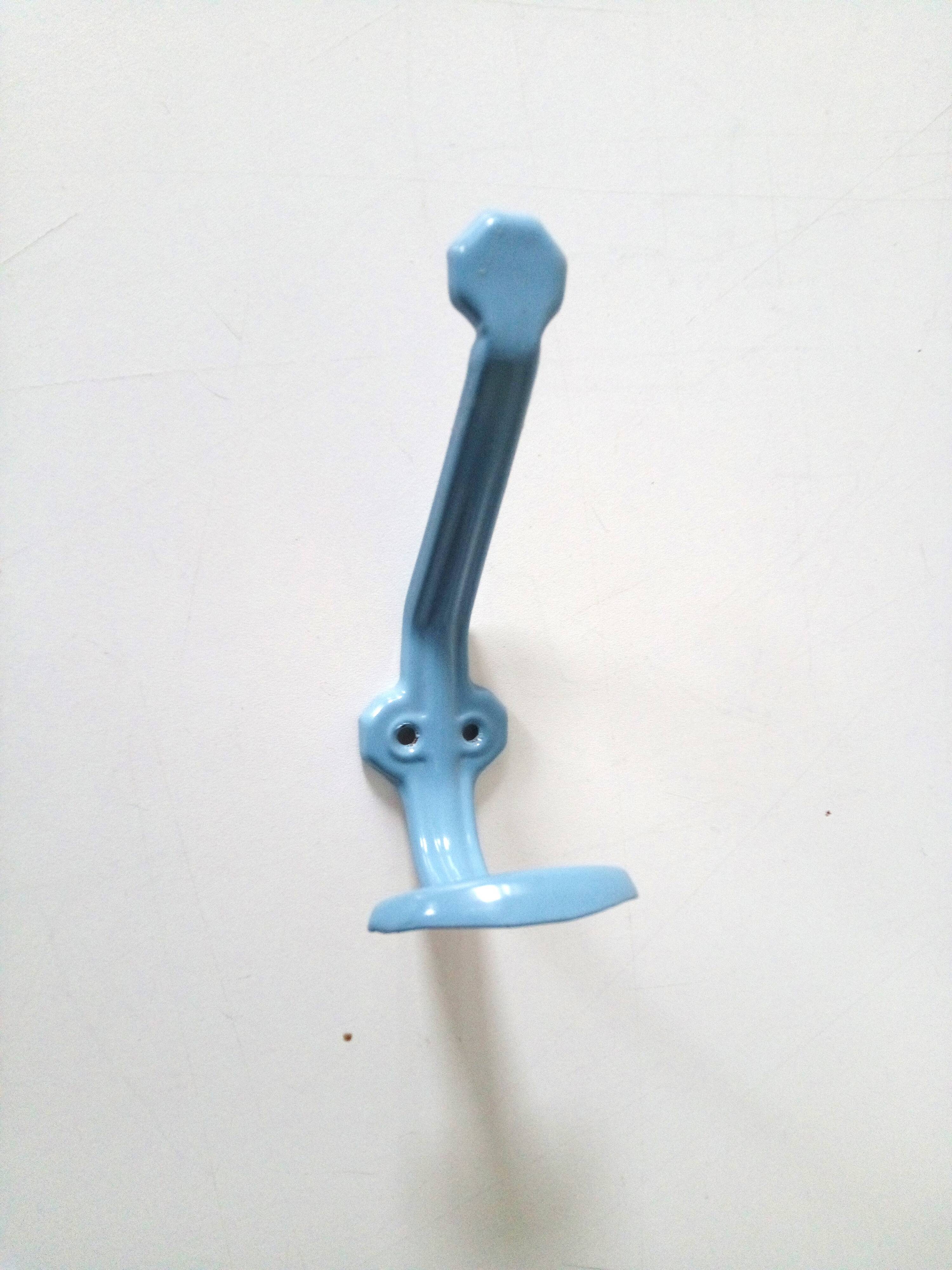 Vintage wall hook - blue lacquered metal - 1960-70