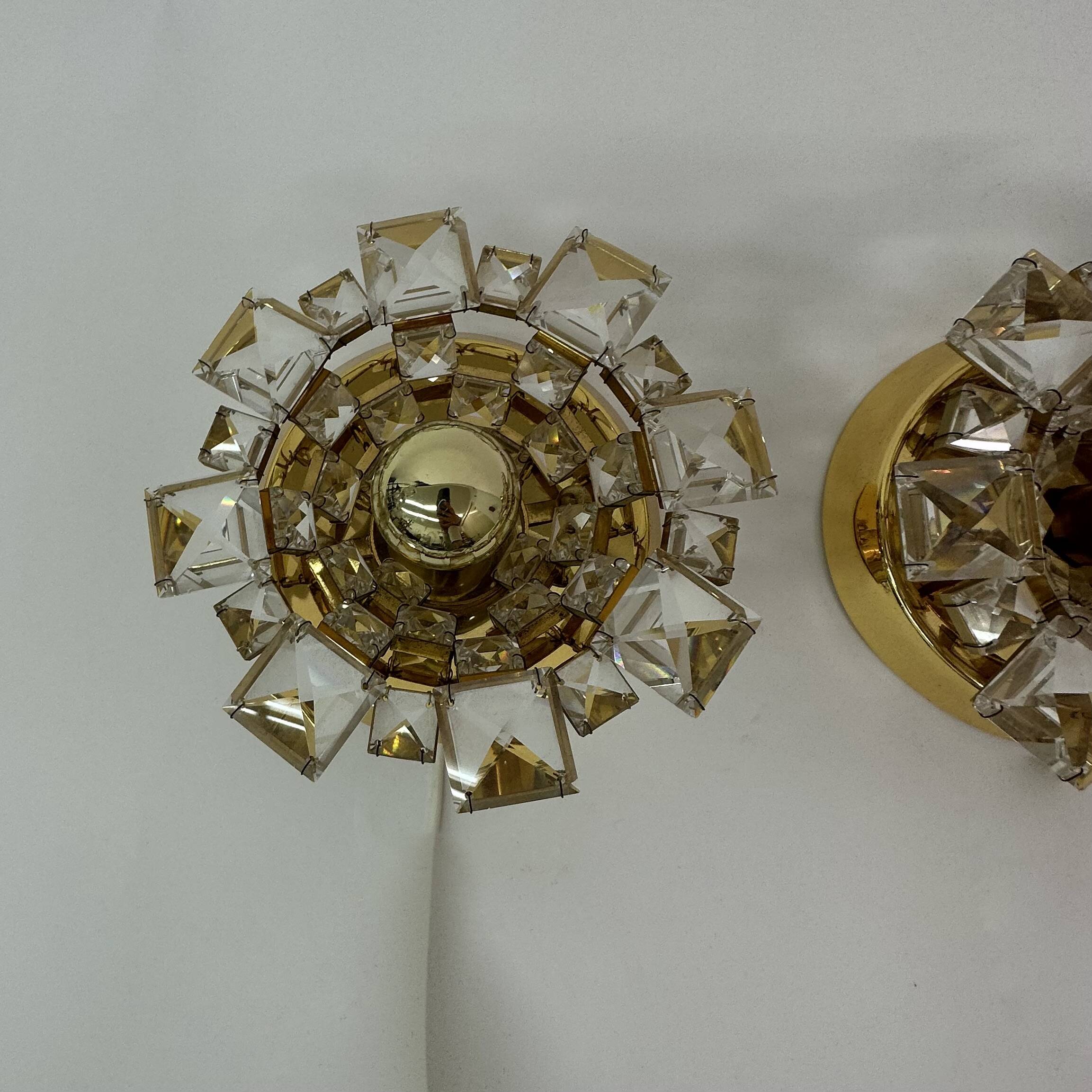 Set of 2 Palwa crystal wall lamps , 1970’s Germany