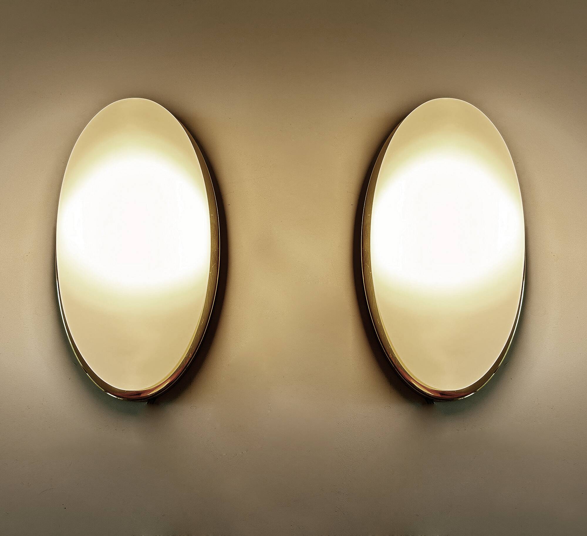 Pair of Vintage Limbourg Wall Lights, Brass Glass